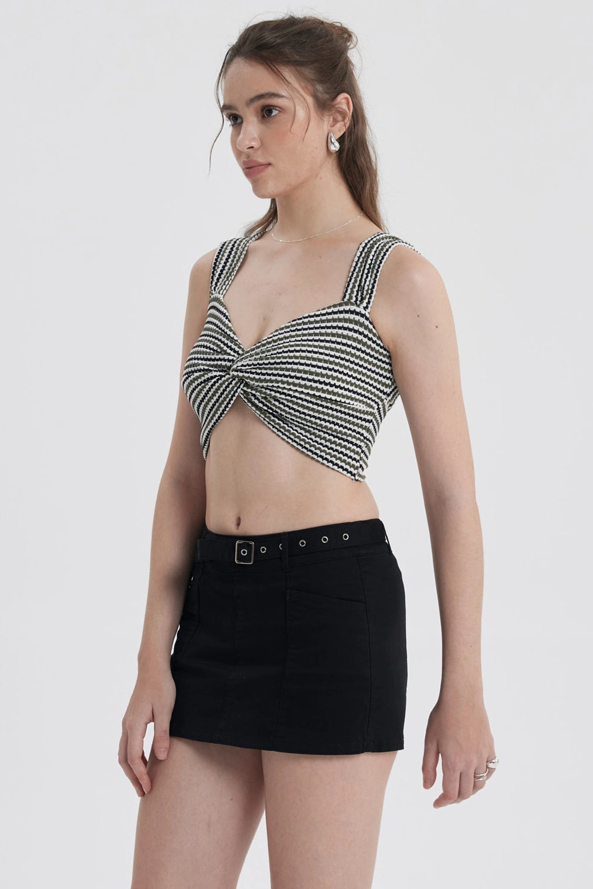 Polera Mujer Tejida Twist Negro / Blanco