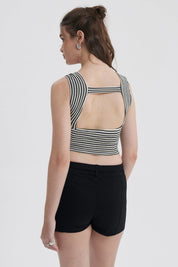 Polera Mujer Tejida Twist Negro / Blanco