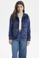 Polar Mujer Abierto Plush Azul Oscuro