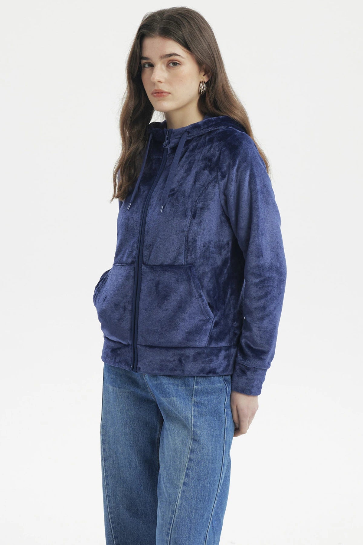 Polar Mujer Abierto Plush Azul Oscuro