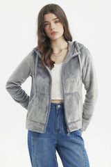 Polar Mujer Abierto Plush Gris Oscuro