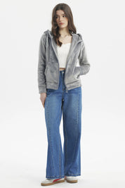 Polar Mujer Abierto Plush Gris Oscuro