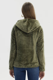 Polar Mujer Abierto Plush Verde Militar