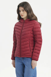 Parka Mujer Corta Plummy Cortes Burdeo