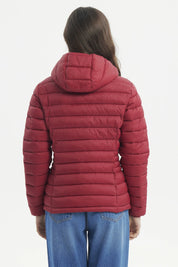 Parka Mujer Corta Plummy Cortes Burdeo