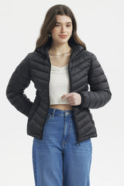 Parka Mujer Corta Plummy Cortes Negro