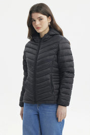 Parka Mujer Corta Plummy Cortes Negro