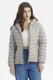 Parka Mujer Corta Plummy Cortes Gris