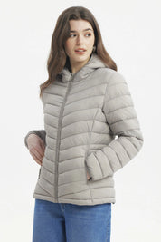 Parka Mujer Corta Plummy Cortes Gris