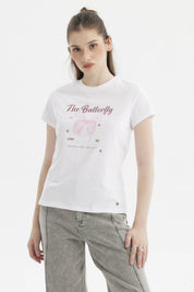 Polera Mujer Básica Blanco / Rojo