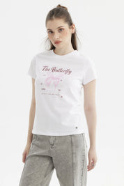 Polera Mujer Básica Blanco / Rojo