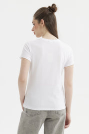 Polera Mujer Básica Blanco / Rojo