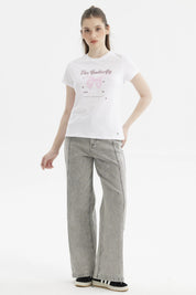 Polera Mujer Básica Blanco / Rojo