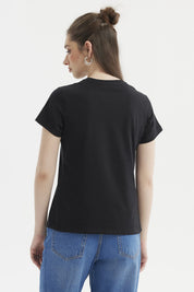 Polera Mujer Básica Negro / Fucsia