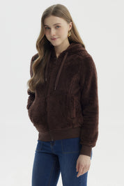 Polar Mujer Peludo Café Oscuro
