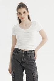 Polera Mujer Texturas Blanco