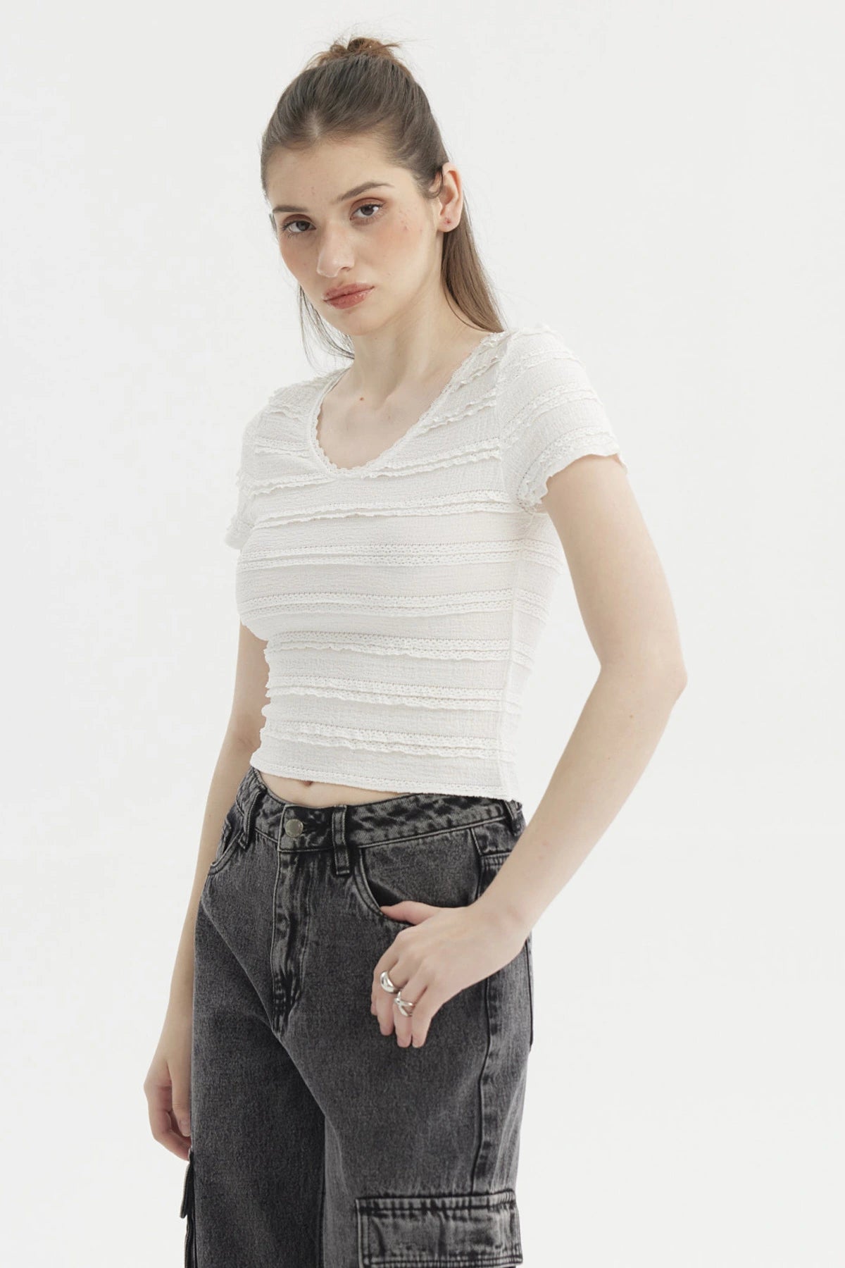 Polera Mujer Texturas Blanco