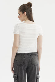 Polera Mujer Texturas Blanco