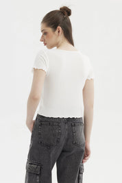 Polera Mujer Amarra Delantero Blanco