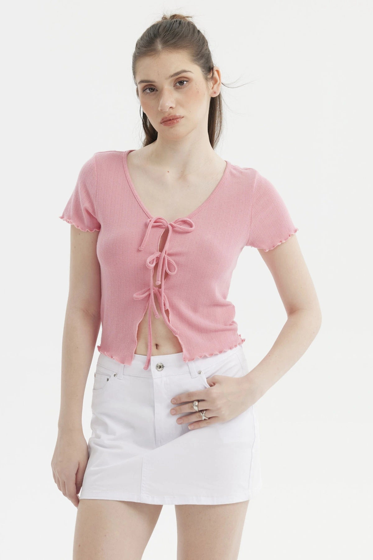 Polera Mujer Amarra Delantero Rosado Claro