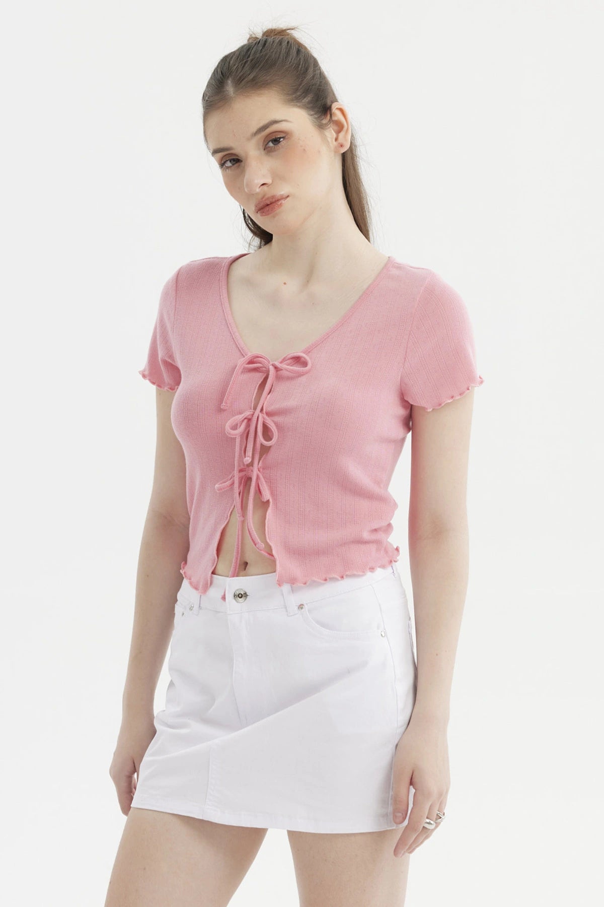 Polera Mujer Amarra Delantero Rosado Claro