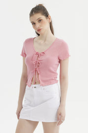 Polera Mujer Amarra Delantero Rosado Claro