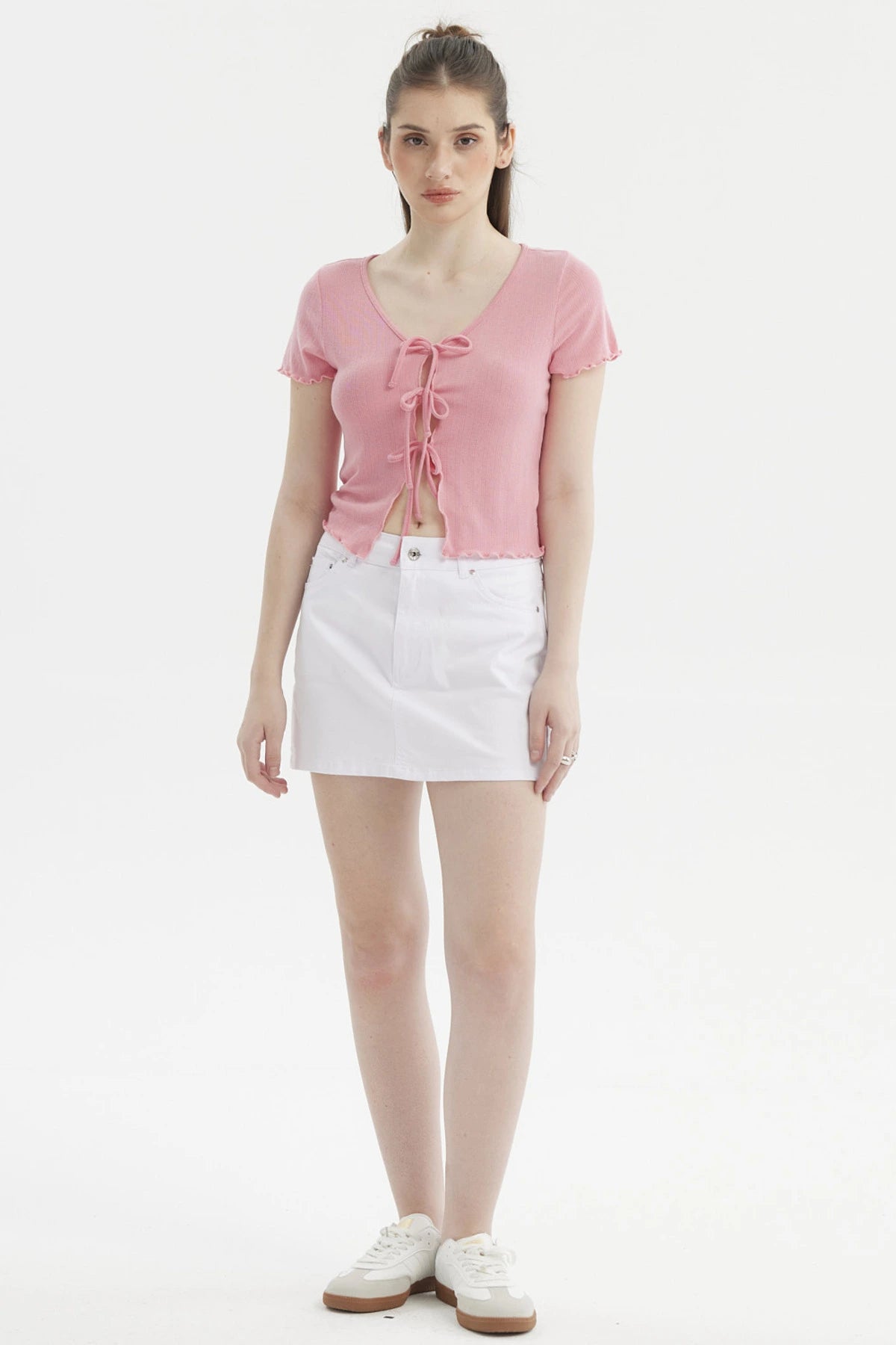 Polera Mujer Amarra Delantero Rosado Claro