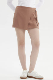 Short Mujer Falda Cruce Delantero Camel