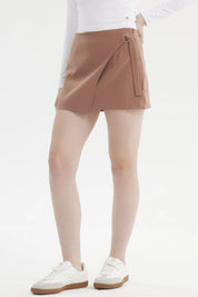 Short Mujer Falda Cruce Delantero Camel