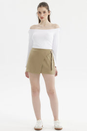 Short Mujer Falda Cruce Delantero Verde Olivo
