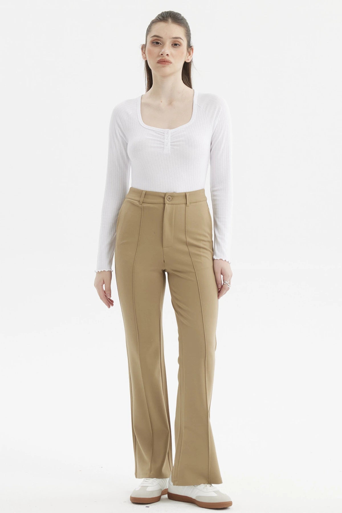 Pantalón Mujer Sastrero Punto Roma Verde Olivo