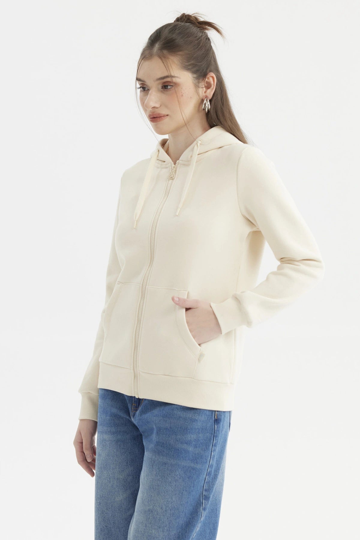 Polerón Mujer Abierto Hodie Crema