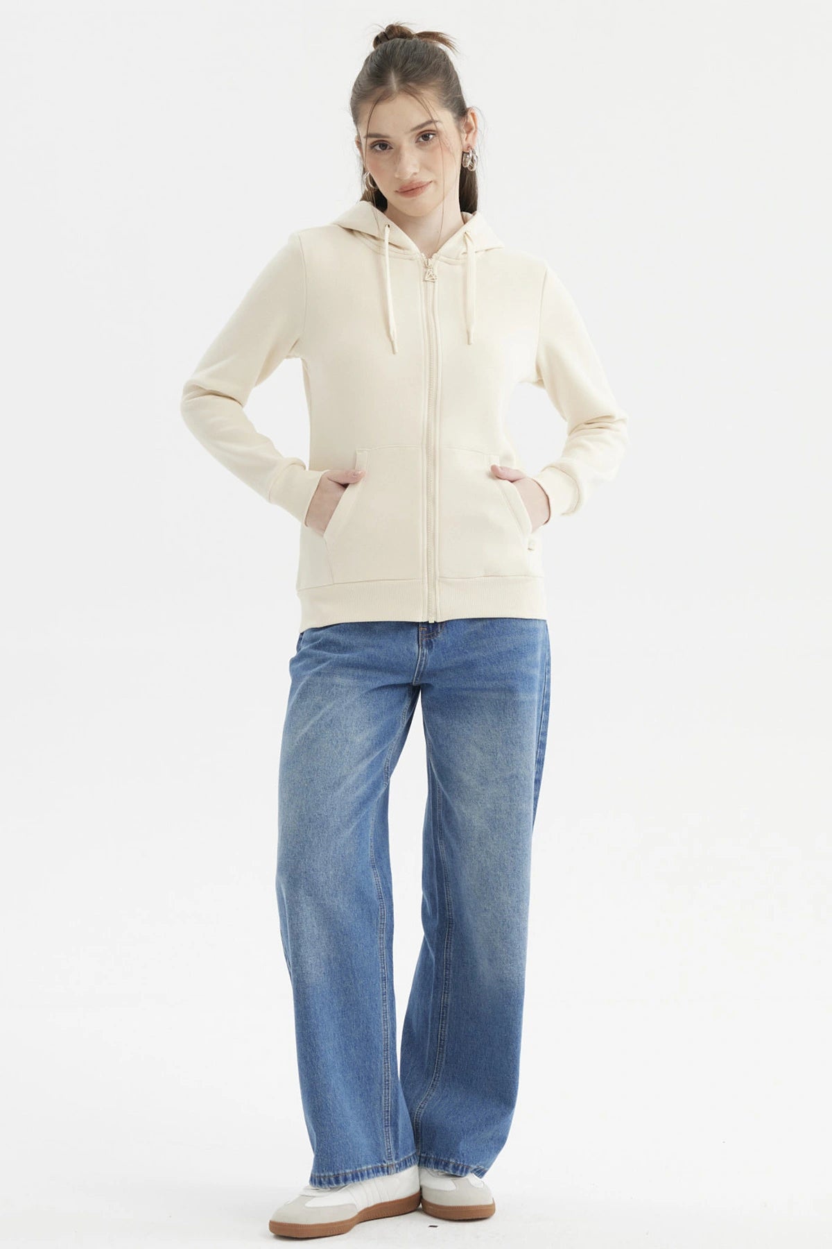 Polerón Mujer Abierto Hodie Crema