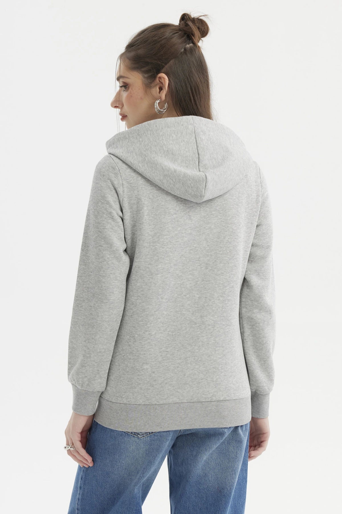 Polerón Mujer Abierto Hodie Gris Melange
