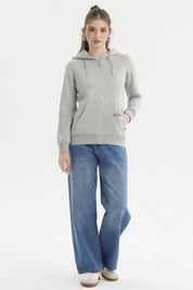 Polerón Mujer Abierto Hodie Gris Melange