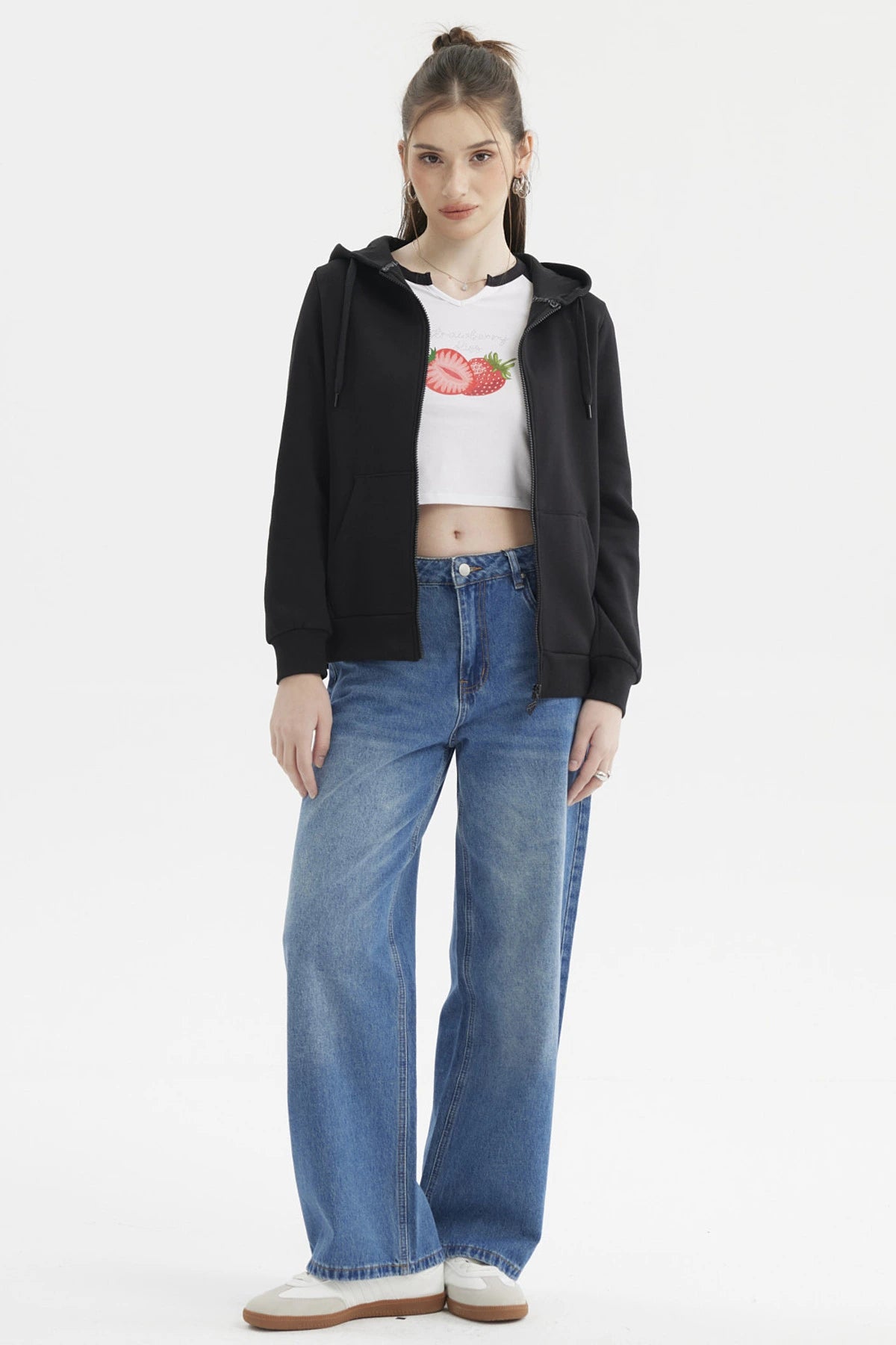 Polerón Mujer Abierto Hodie Negro