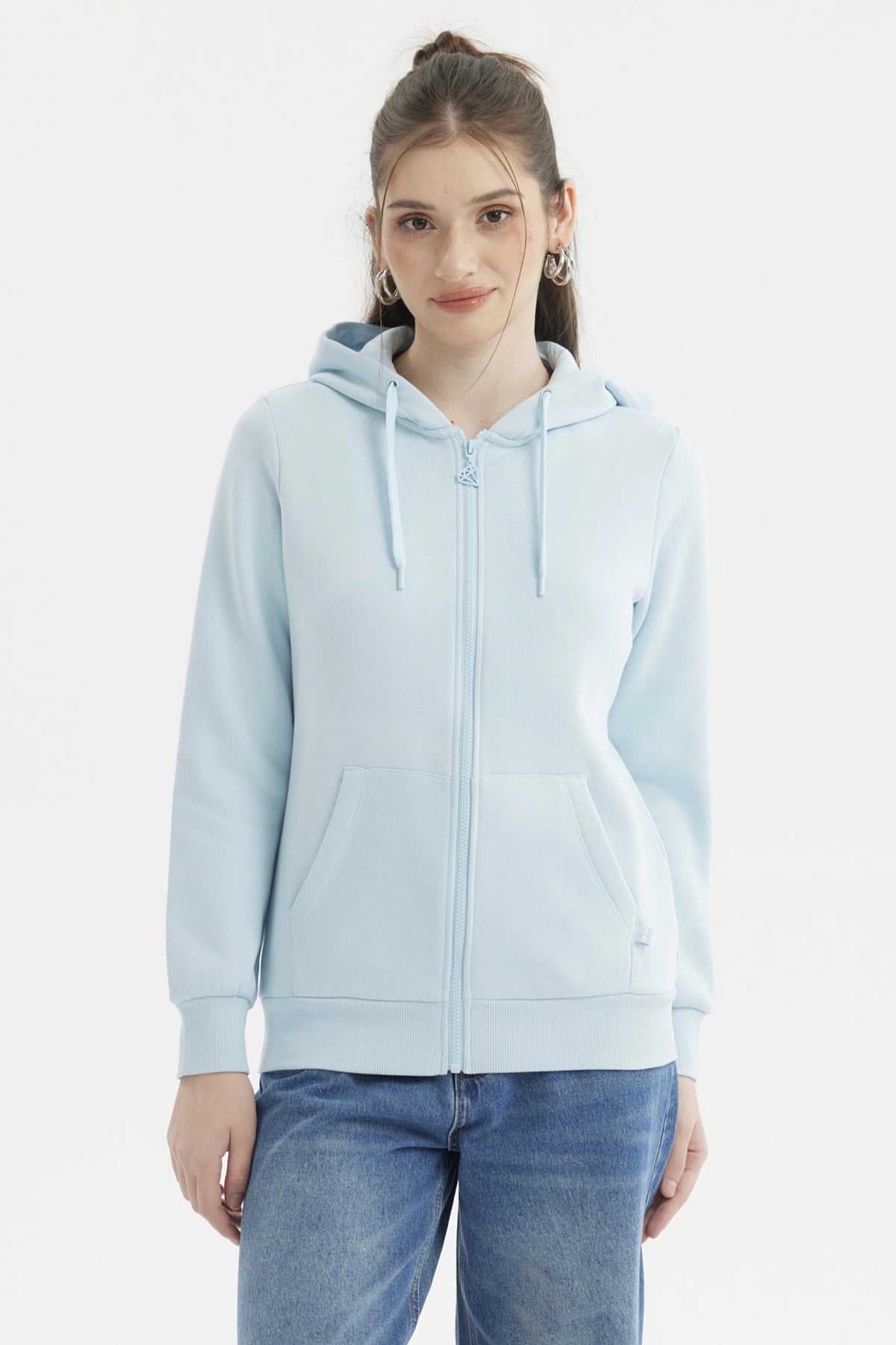 Polerón Mujer Abierto Hodie Celeste