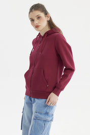 Polerón Mujer Abierto Hodie Vino Oscuro