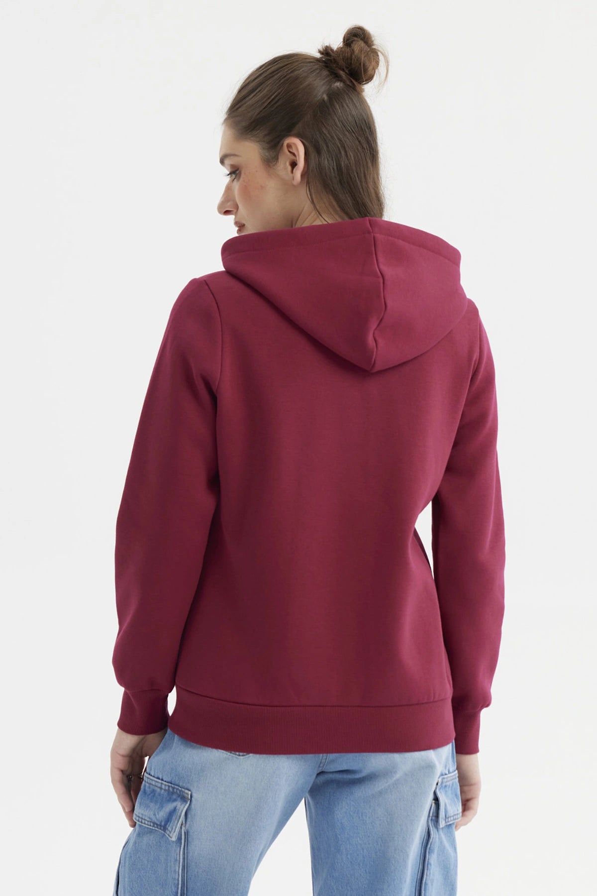 Polerón Mujer Abierto Hodie Vino Oscuro