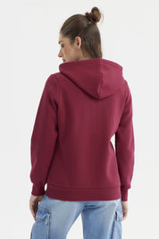 Polerón Mujer Abierto Hodie Vino Oscuro