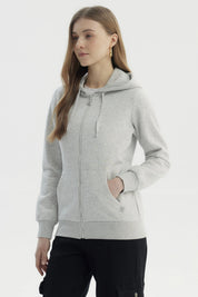 Polerón Mujer Abierto Hodie Gris Melange Claro