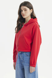 Polerón Mujer Zipper Crop Rojo