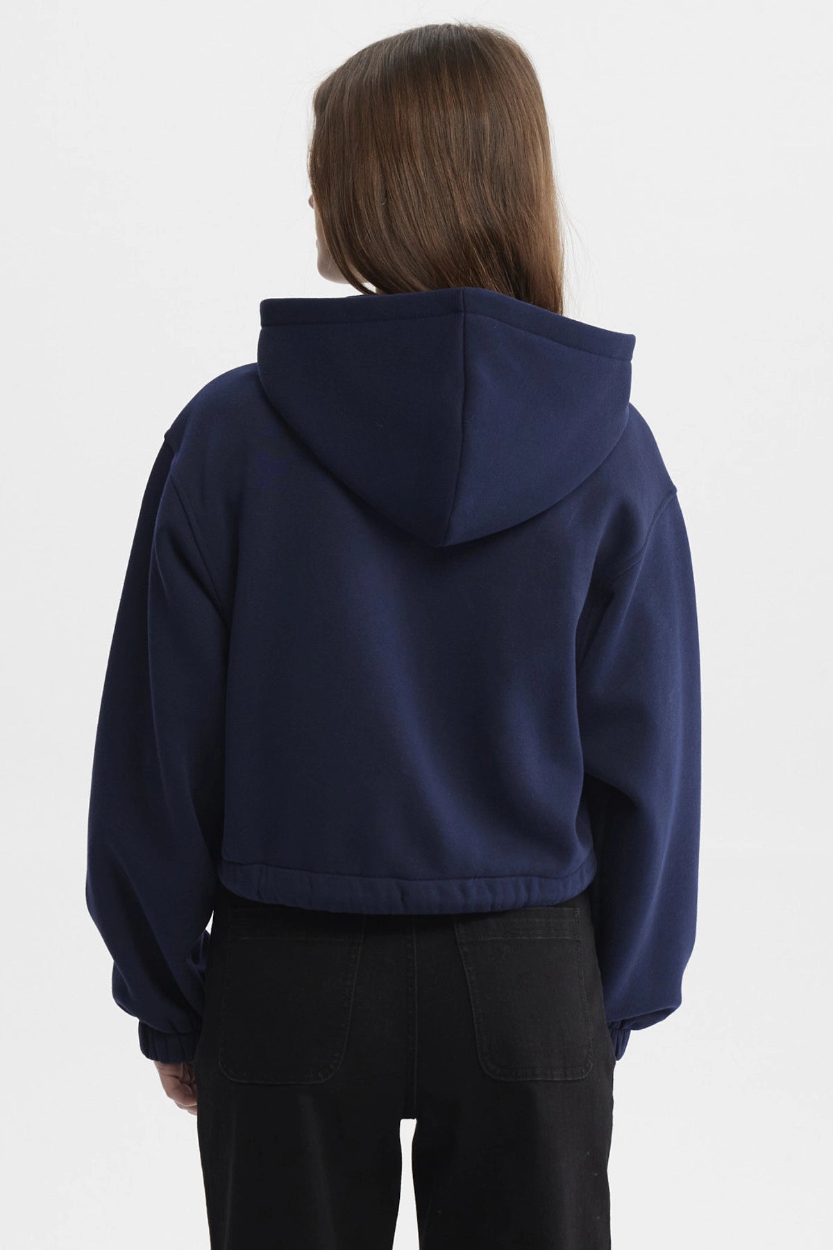 Polerón Mujer Zipper Crop Azul Oscuro