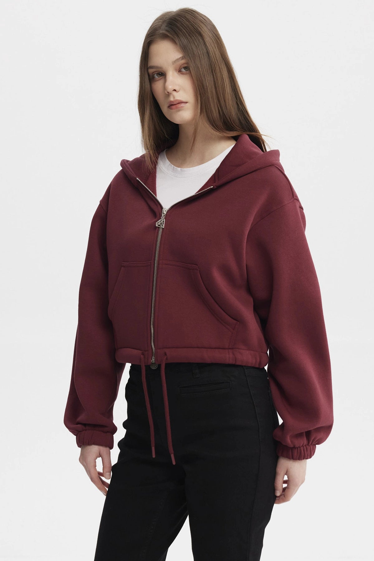 Polerón Mujer Zipper Crop Rojo