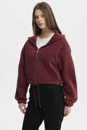 Polerón Mujer Zipper Crop Rojo