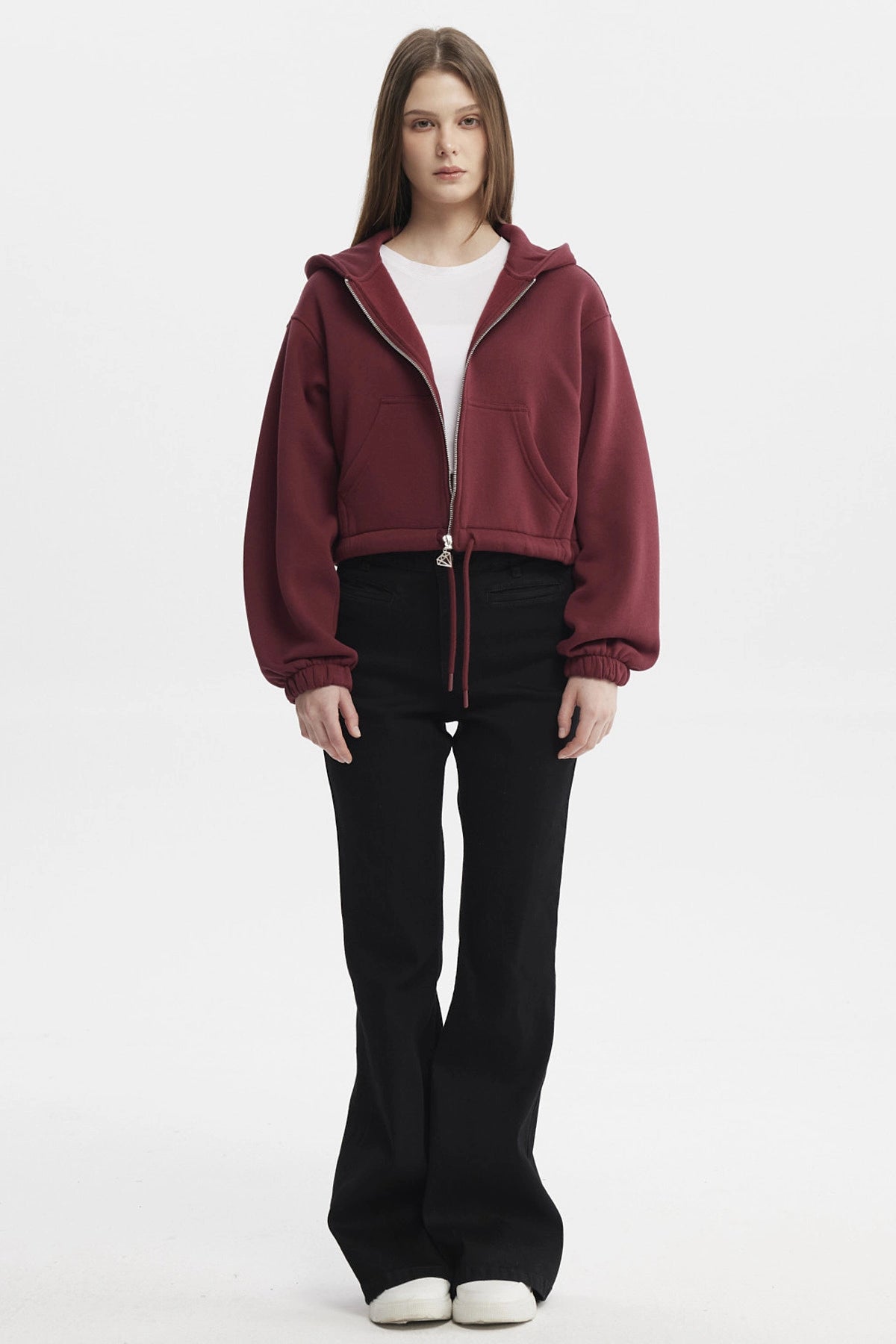 Polerón Mujer Zipper Crop Rojo