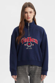 Polerón Mujer Medio Zipper Azul