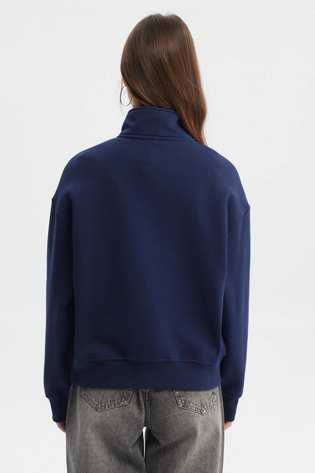 Polerón Mujer Medio Zipper Azul