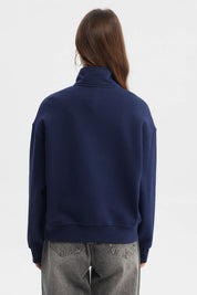 Polerón Mujer Medio Zipper Azul