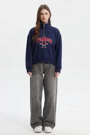 Polerón Mujer Medio Zipper Azul